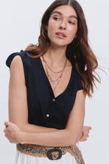 Fifty Outlet Camiseta botones en escote Azul
