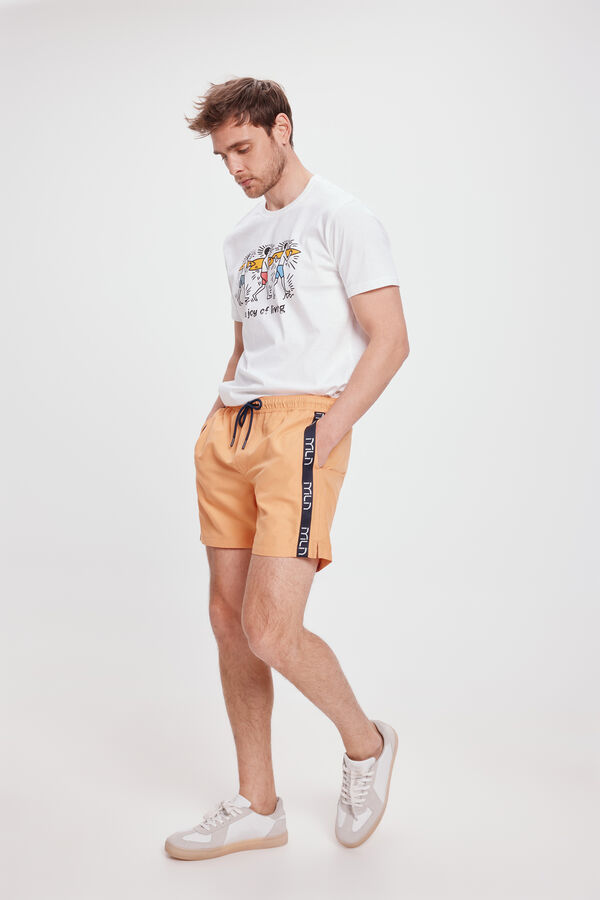 Fifty Outlet Bañador liso con cinta milano lateral Orange