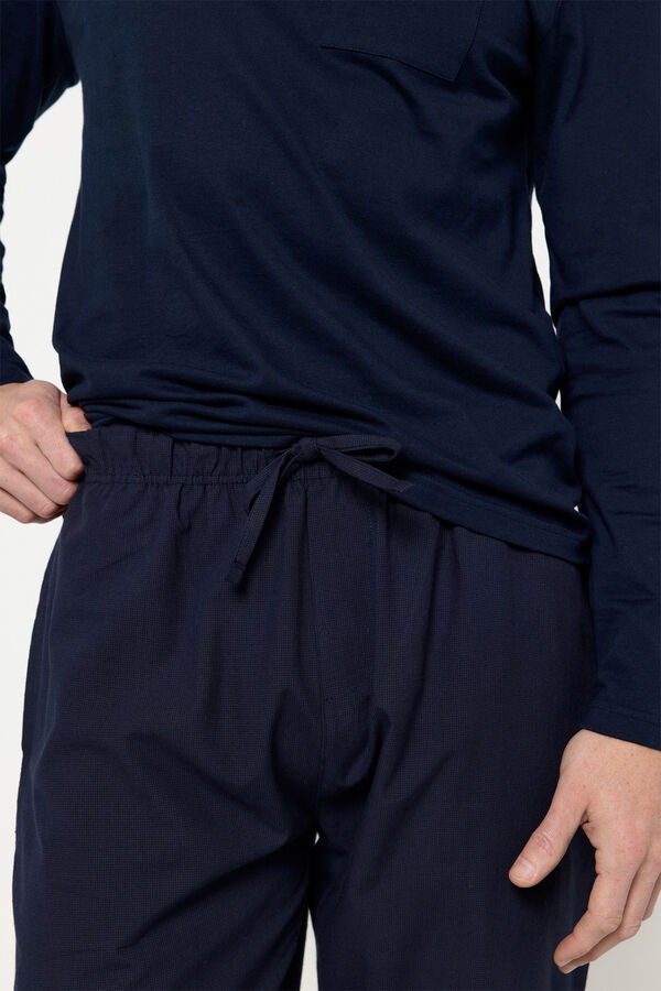 Fifty Outlet Pijama larga de algodón Navy