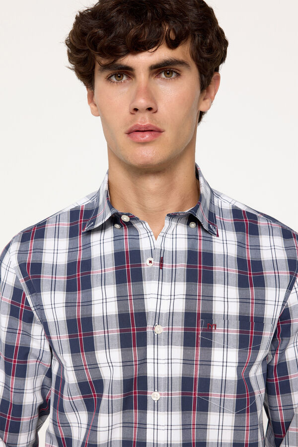 Fifty Outlet Camisa popelín cuadros Azul