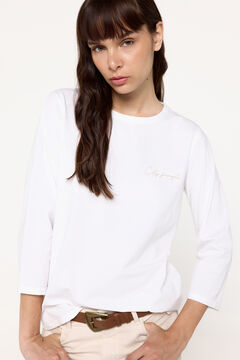 Fifty Outlet Camiseta manga francesa cuello caja Blanco