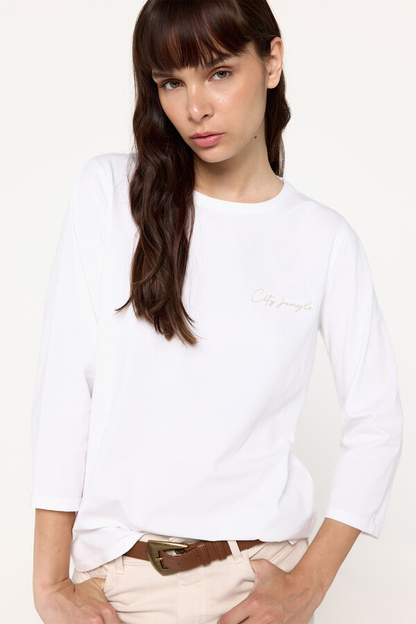 Fifty Outlet Playera manga francesa cuello redondo ajustado Blanco