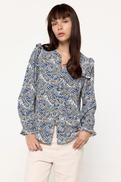 Fifty Outlet Blusa Fluida Volantes natural