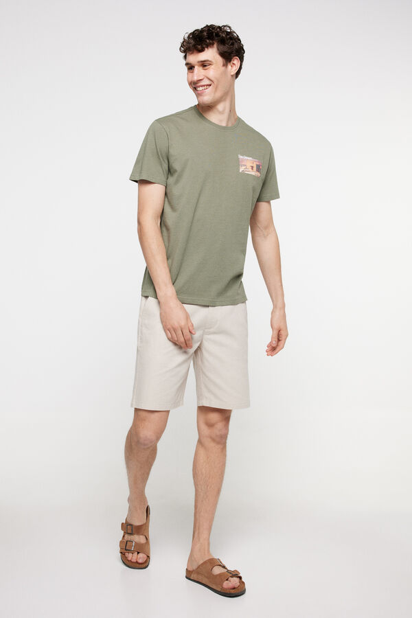 Milano Playera manga corta. 100% algod&oacute;n. Kaki Oscuro