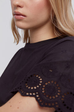Fifty Outlet Camiseta con mangas bordadas Negro