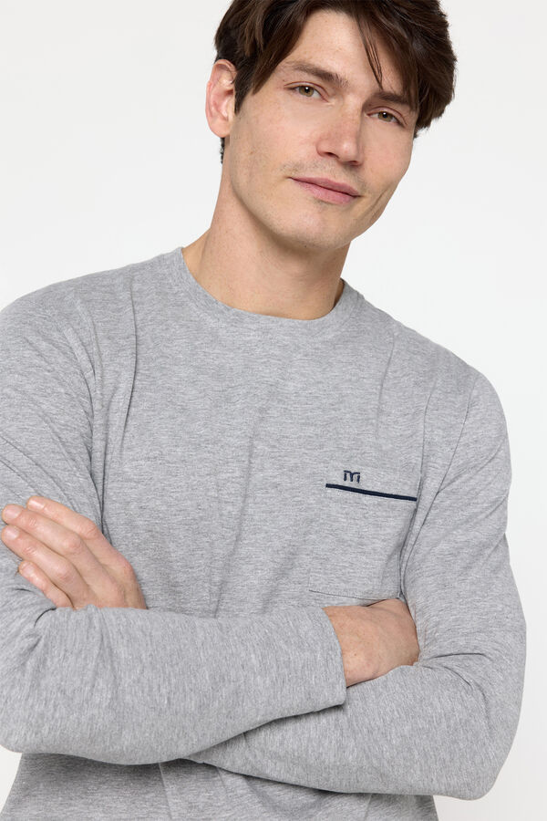 Fifty Outlet Pijama larga de algodón Gris Oscuro