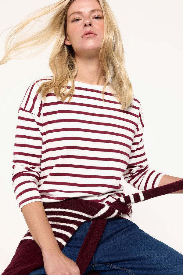 Milano Camiseta heavy cotton rayas Marfil