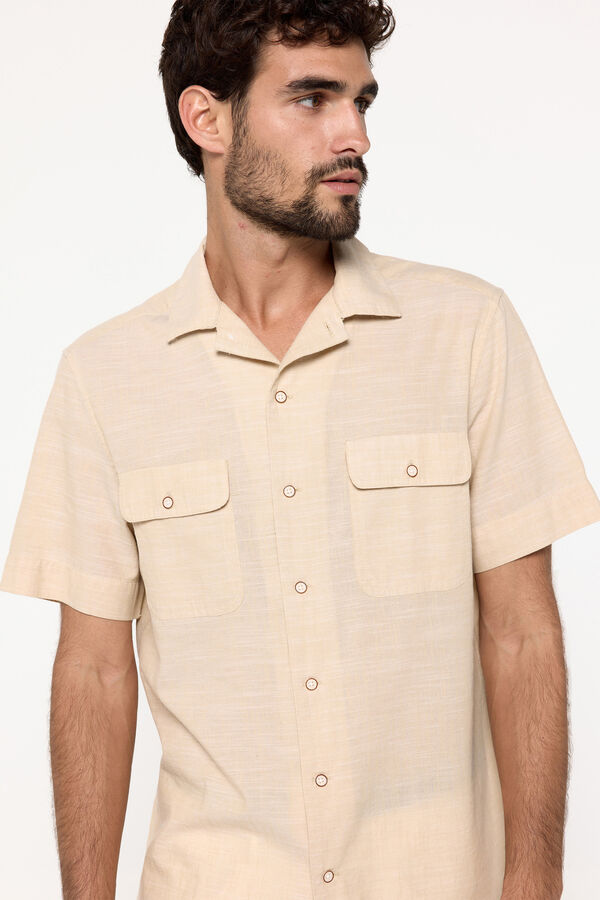 Fifty Outlet Camisa solapa bolsillos Beige