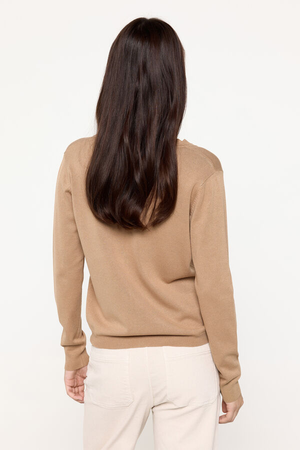 Fifty Outlet Cárdigan de tejido de viscosa con detalle ondas Beige/Camel