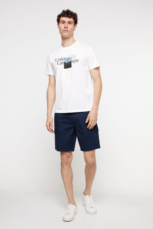 Milano Bermuda algodón tipo cargo con bolsillos de parche laterales Navy