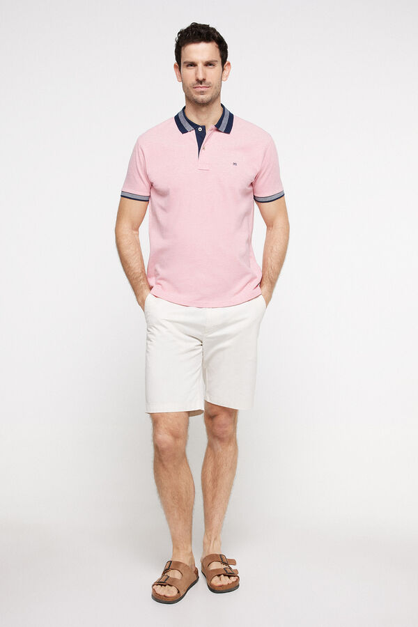 Fifty Outlet Polo de algodón en tejido bicolor. Rosa