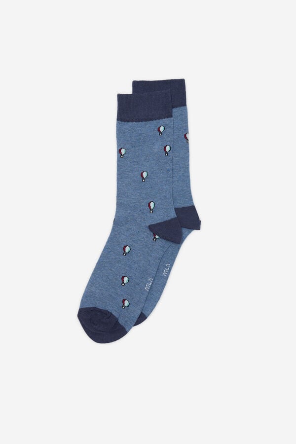 Fifty Outlet Calcetines media caña print globos Azul