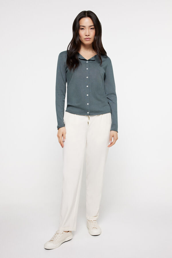 Fifty Outlet Cardigan botones viscosa Kaki Oscuro