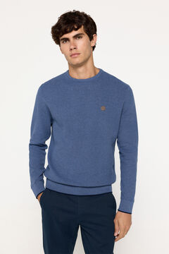 Fifty Outlet Jersey Microestructura cuello caja Azul Oscuro