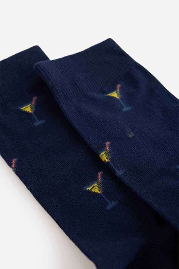 Fifty Outlet Calcetines media caña print cocktails Navy