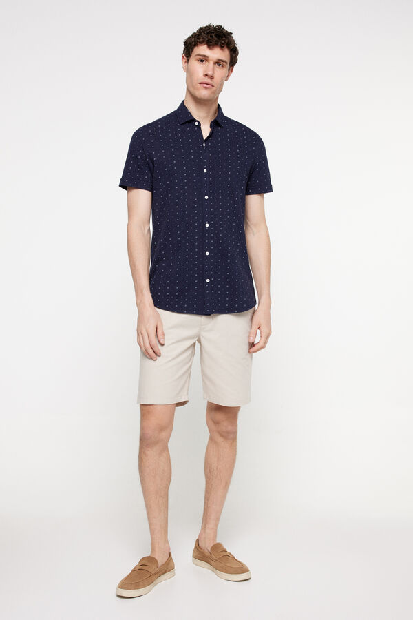 Fifty Outlet Camisa piqué estampada Navy