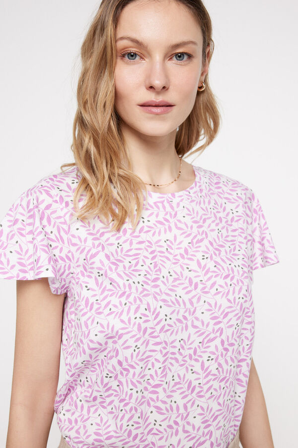 Fifty Outlet Camiseta estampada manga volante Azul