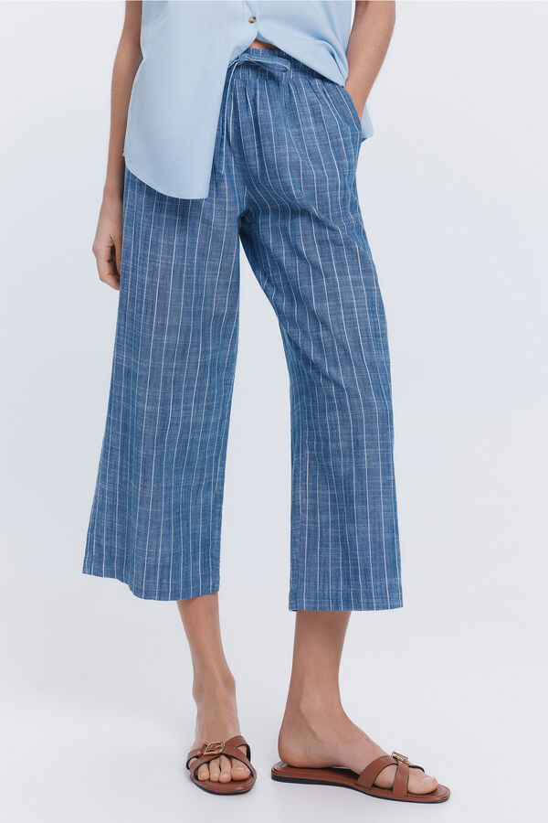 Milano Pantal&oacute;n tobillero lino Azul