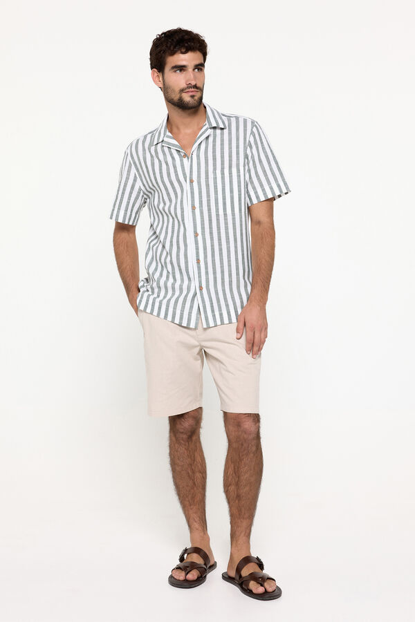 Fifty Outlet Camisa solapa rayas Verde