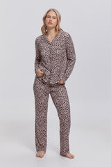 Milano Pijama camisero con animal print natural