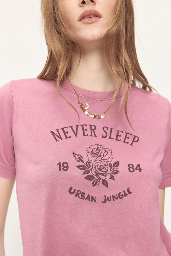 Milano Camiseta efecto lavado estampada Rosa