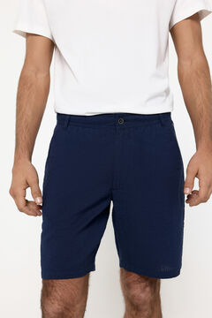 Fifty Outlet Bermudas seersucker color liso Navy