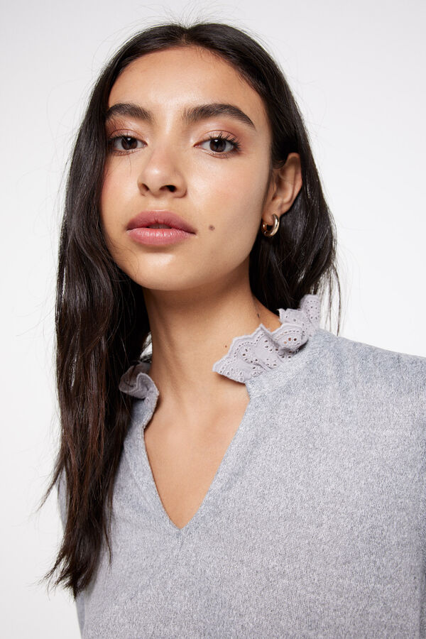 Fifty Outlet Camiseta detalle lace Blanco