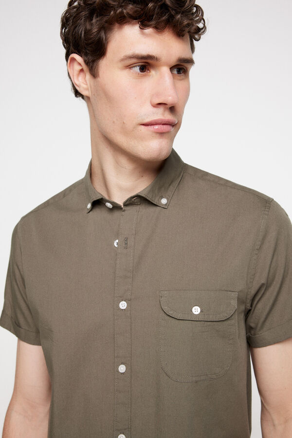 Fifty Outlet Camisa popelín lisa. Kaki Oscuro