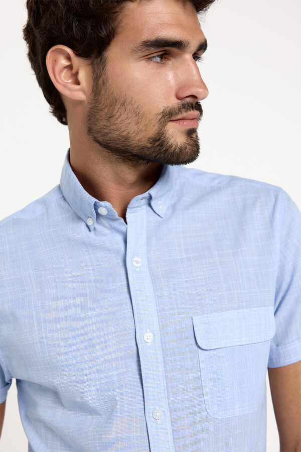 Fifty Outlet Camisa slub lisa Azul