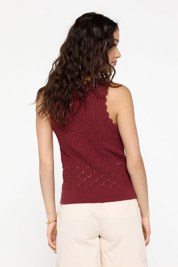 Fifty Outlet Top de tirantes tricot calado Rojo/Coral