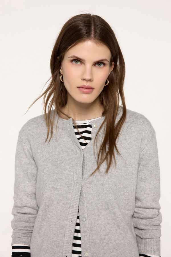 Fifty Outlet Chaqueta de tejido tacto suave botones en el delantero Gris Oscuro