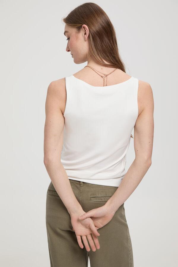 Fifty Outlet Playera elástica tirante ancho Blanco