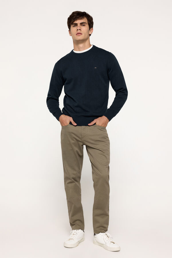 Fifty Outlet Suéter básico cuello redondo ajustado Navy