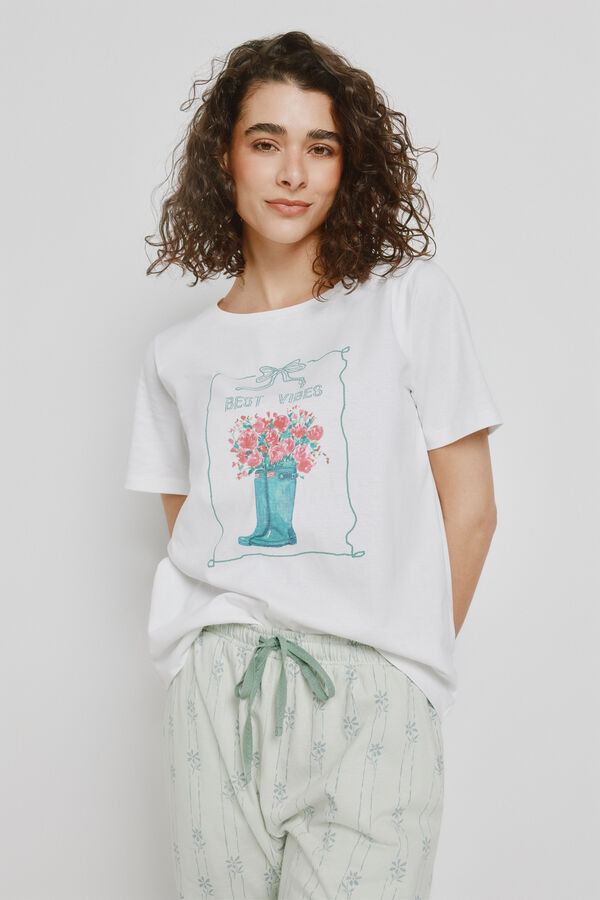 Milano Pijama estampada Blanco