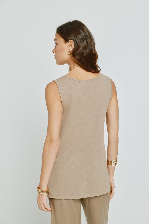 Milano Top cuello redondo Tostado