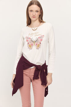 Fifty Outlet Camiseta manga francesa estampado en frontal Blanco