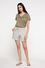 Fifty Outlet Bermudas rayas rústica. Beige