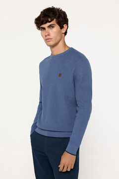 Fifty Outlet Jersey Microestructura cuello caja Azul Oscuro