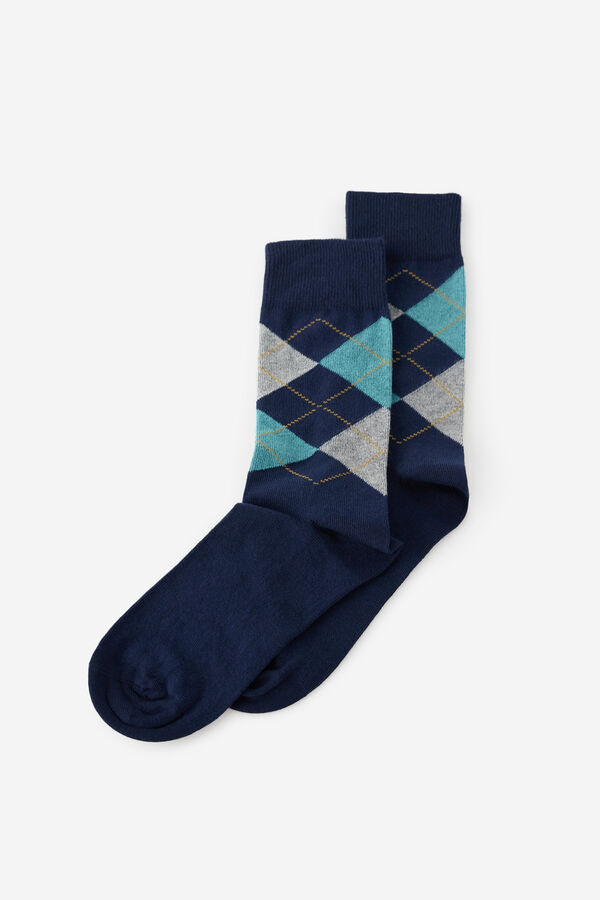 Fifty Outlet Calcetines fantasía con rombos azules Navy