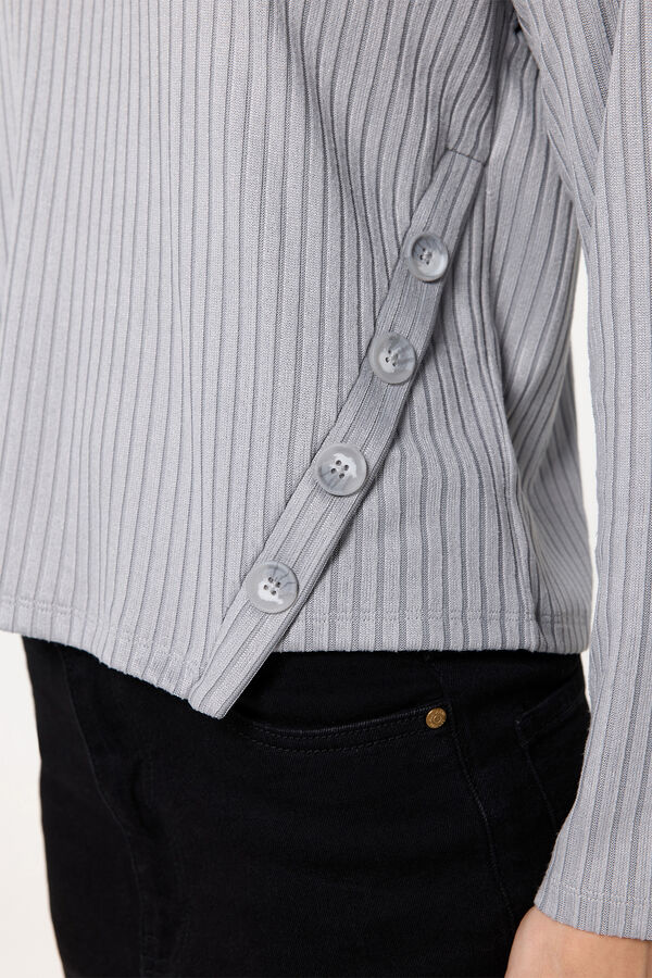 Fifty Outlet Jersey manga larga de canalé Gris