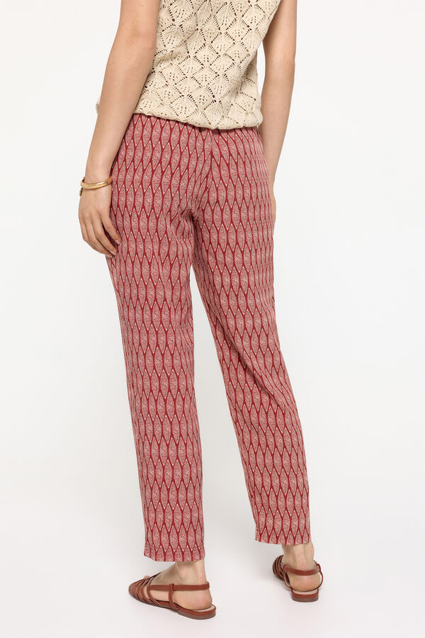 Fifty Outlet Pantalón fluido estampado con cintura elástica Rojo
