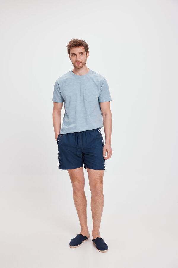 Fifty Outlet Bañador liso con cinta milano lateral Navy