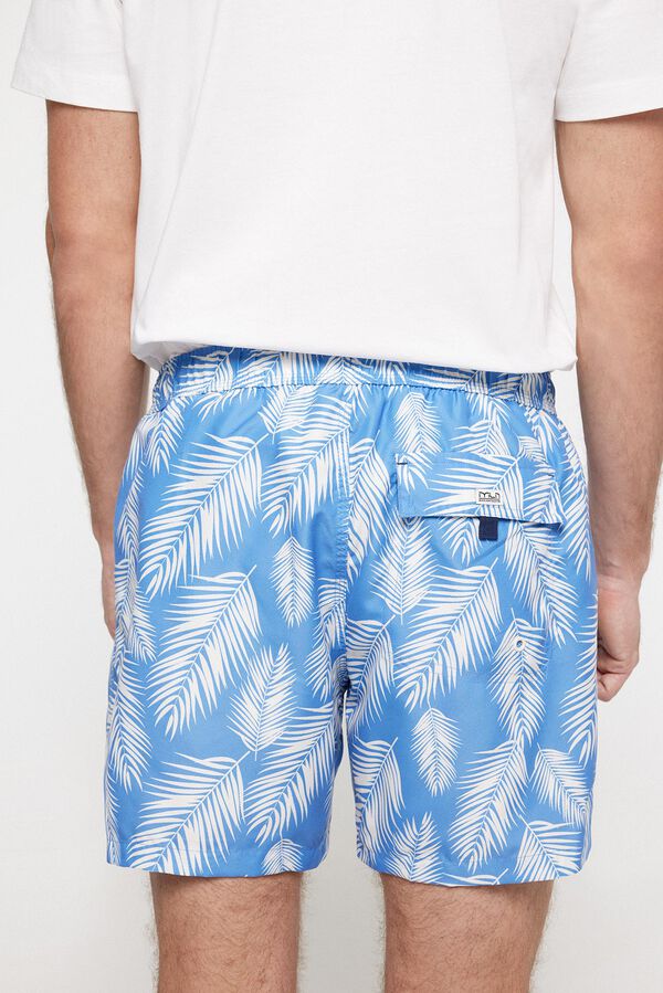 Fifty Outlet Bañador con estampado hoja de palmera. Azul