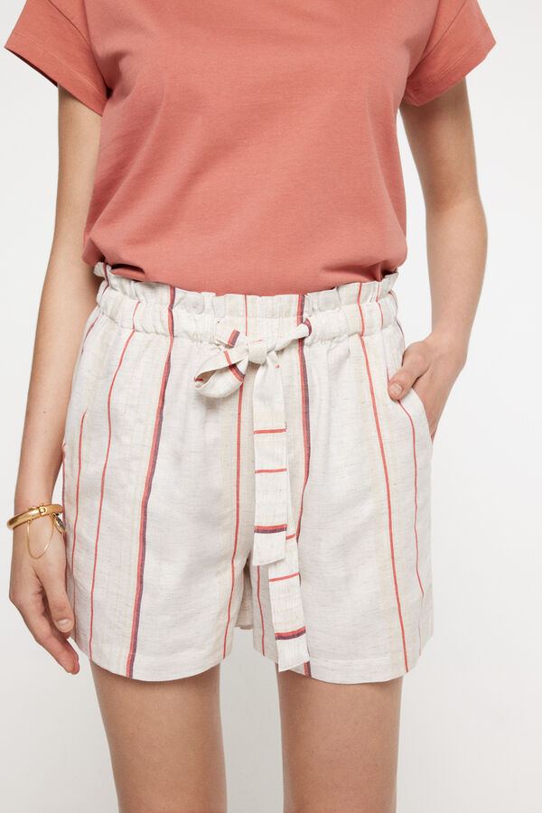 Fifty Outlet Bermudas rayas rústica. Beige