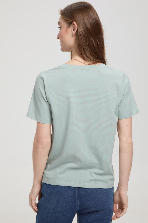 Milano Camiseta de rayas soft touch cuello pico Verde