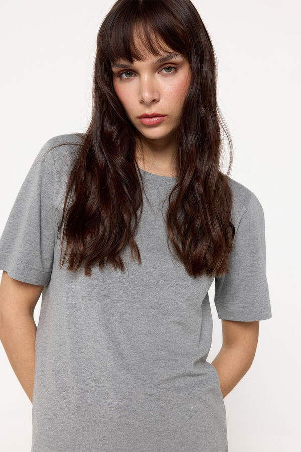 Fifty Outlet Playera gris melange manga corta de algodón Gris