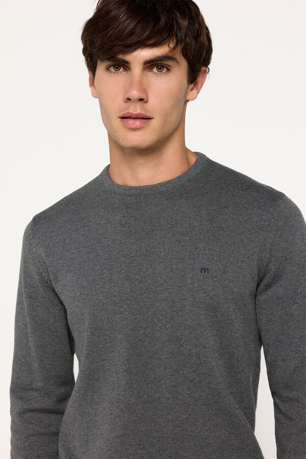 Fifty Outlet Suéter básico cuello redondo ajustado Gris