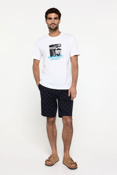 Fifty Outlet Bermudas algodón con microestampado Azul