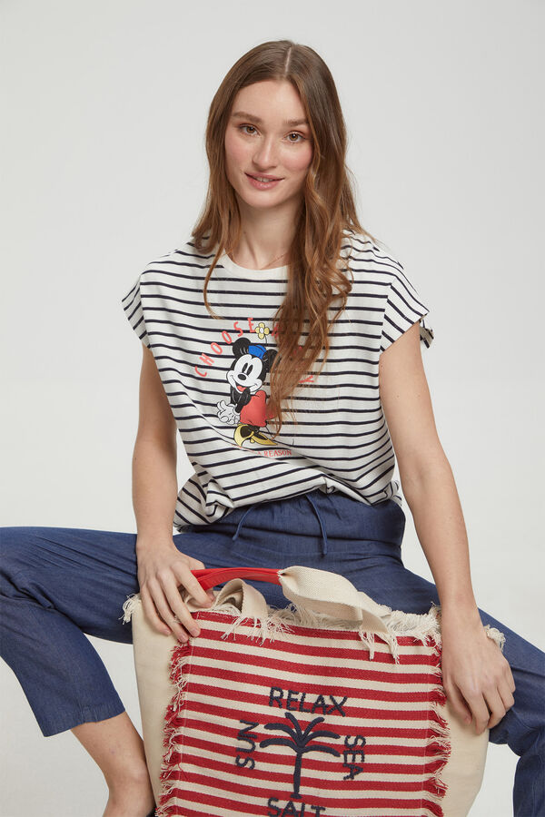 Fifty Outlet Playera de rayas licencia Minnie Mouse natural