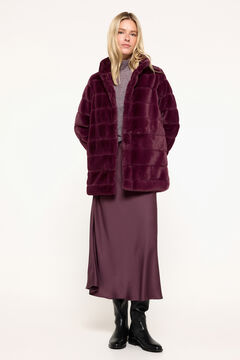 Fifty Outlet Abrigo efecto piel vison Granate